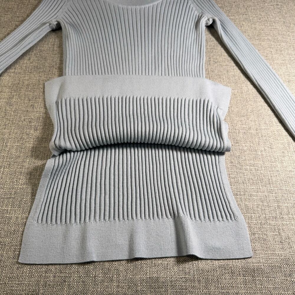 Athleta Women’s XS Ribbed Long Sleeve Top Light Blue Gray Stretch Fitted Tunic - Picture 5 of 7